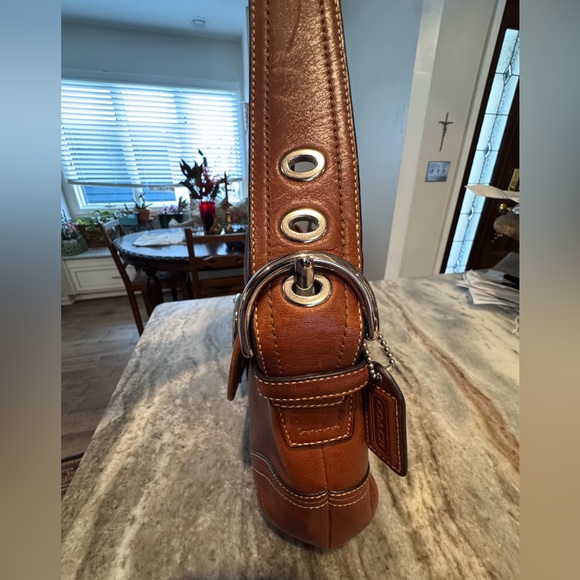 VINTAGE Coach F10192 Legacy Y2K Brown Full Grain Leather Buckle Shoulder Bag - Picture 7 of 16